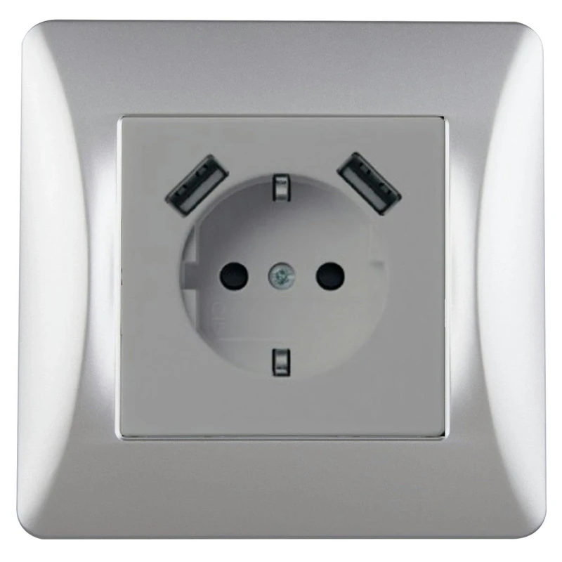 S-EMPOT.ONLEX TITANIO Base ENCHUFE +2USB