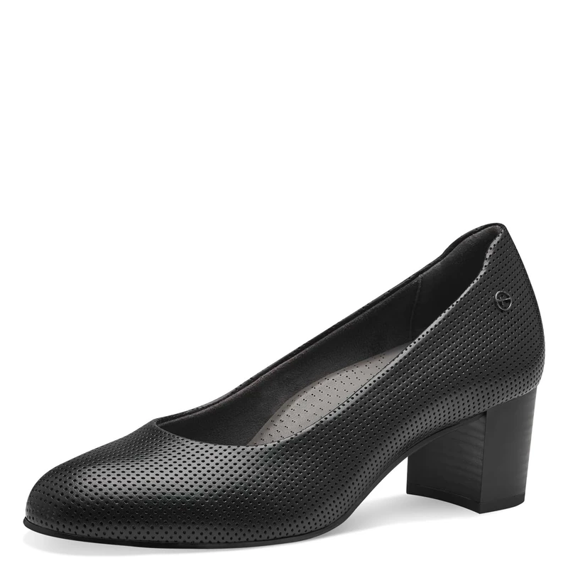 Tamaris Comfort Women’s Leather Pumps with Block Heel, Black, 4 UK