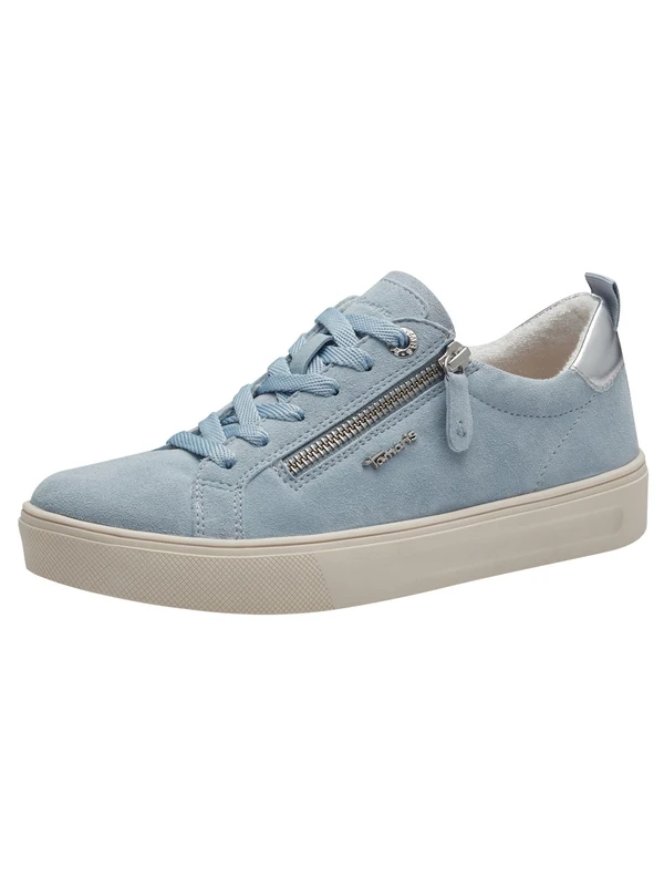 Tamaris Comfort Women’s Flat Sneakers with Zip Casual, Sky Suede, 6 UK