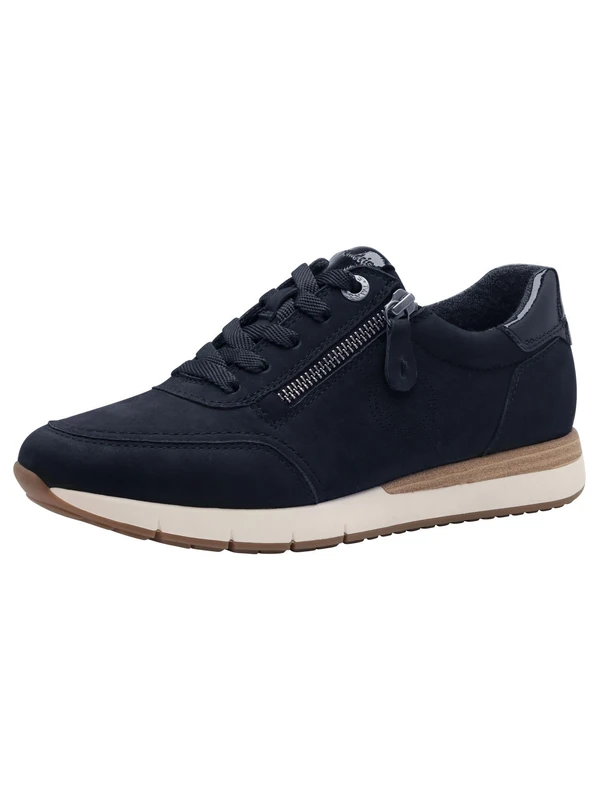Tamaris Comfort Women’s Flat Sneakers Lace-Up with Zip, Navy, 3,5 UK