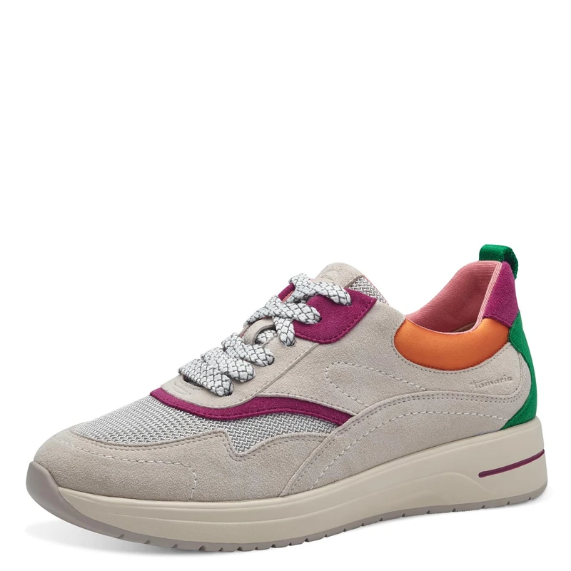 Tamaris Comfort Women’s Flat Leather Sneakers Comfortable, Fuchsia Comb, 3,5 UK - Image 1