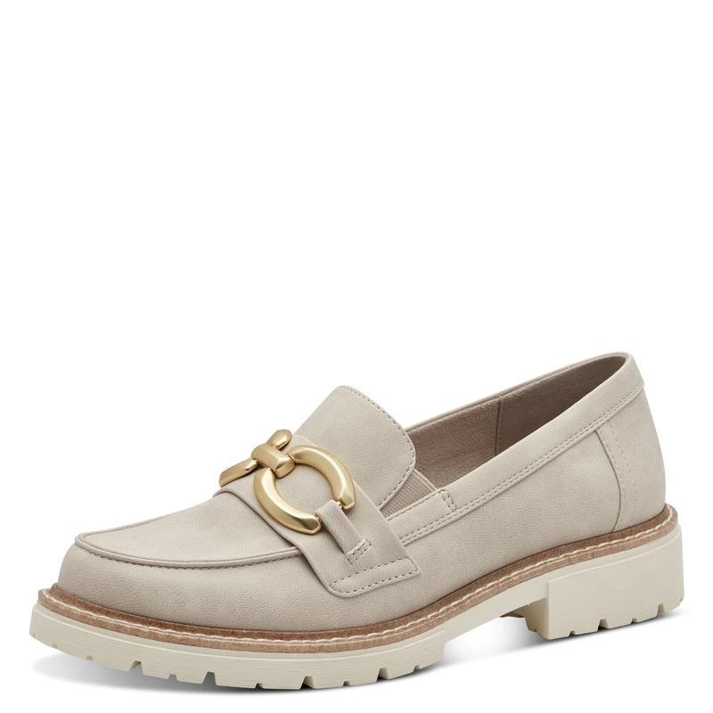 Jana Women’s Slip-Ons with Block Heel Vegan, Beige, 8 UK