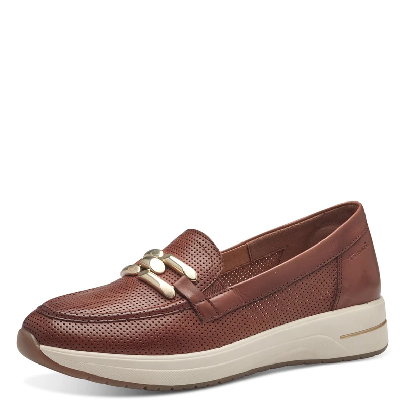 Tamaris Comfort Women’s Leather Slippers Comfortable, Cognac, 3,5 UK