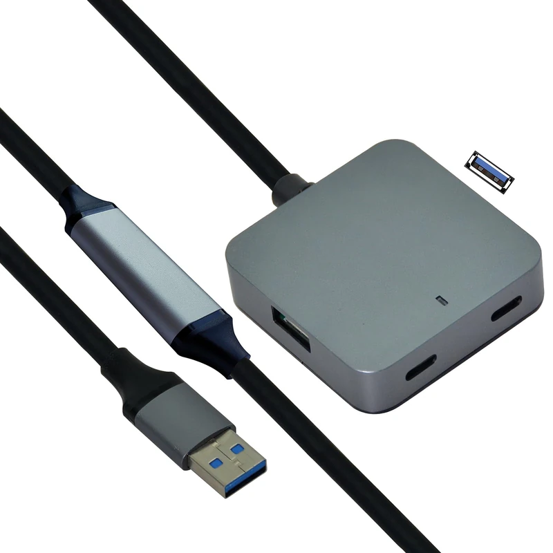 VALUE USB 3.2 Gen1 4-Port Hub (2X A + 2X C) with Extension Cable, Black, 10 m - Image 1