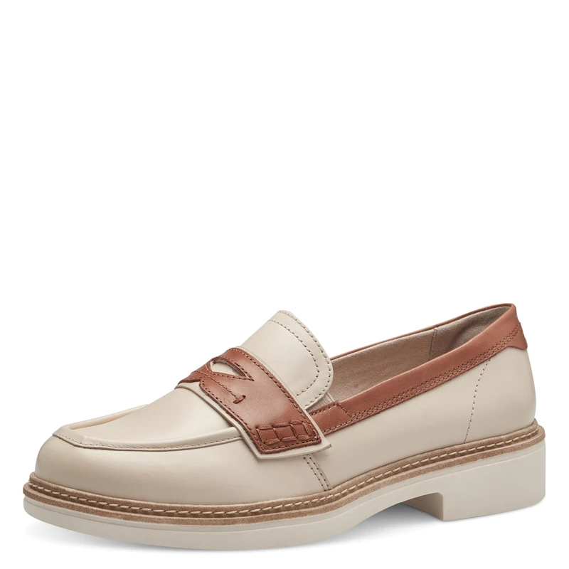 Tamaris Comfort Women’s Leather Slip-Ons Elegant, Ivory Comb, 5 UK