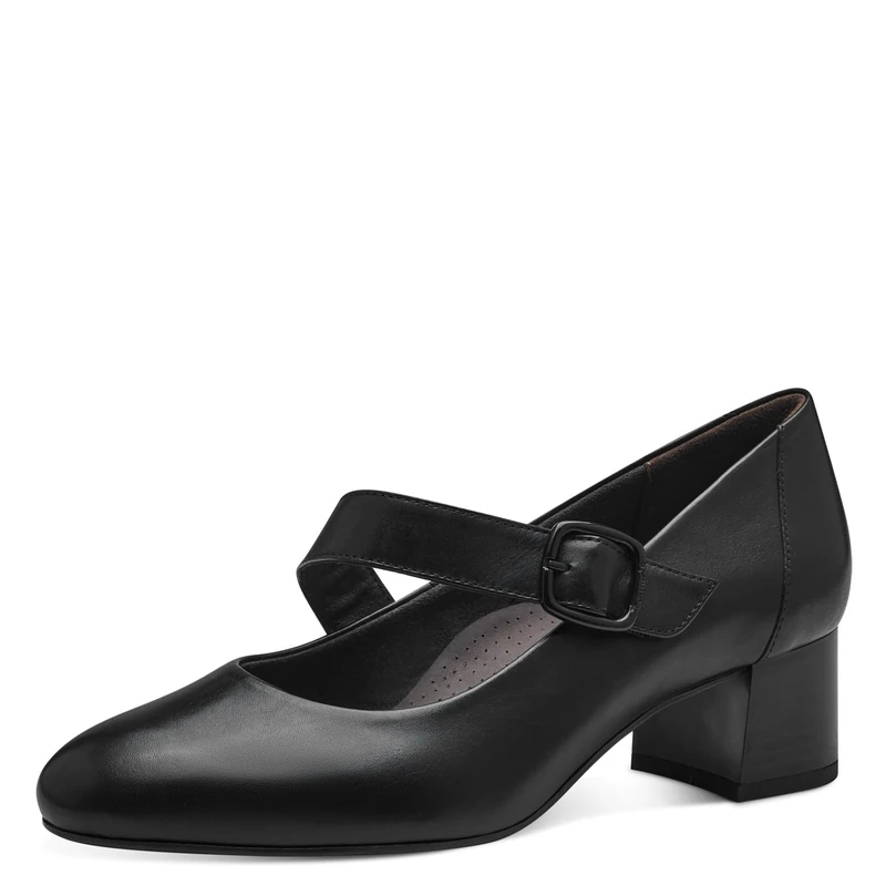 Tamaris Comfort Women’s Pumps with Strap Mary Jane Leather, Schwarz, 5 UK