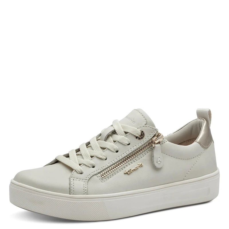 Tamaris Comfort Women’s Flat Sneakers with Zip Casual, Offwhite Nappa, 6,5 UK