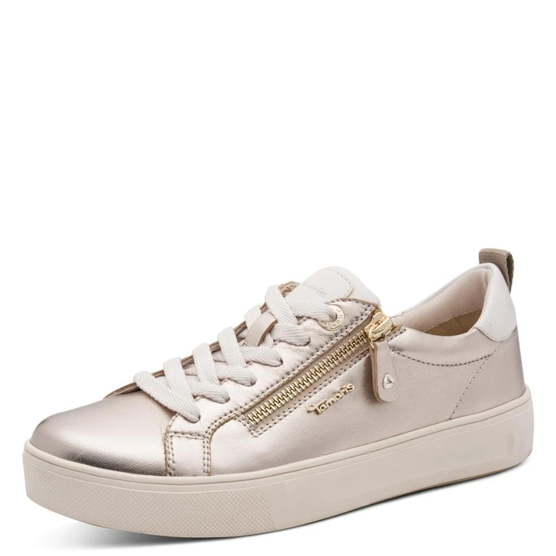 Tamaris Comfort Women’s Flat Sneakers with Zip Casual, Lt Gold, 3,5 UK