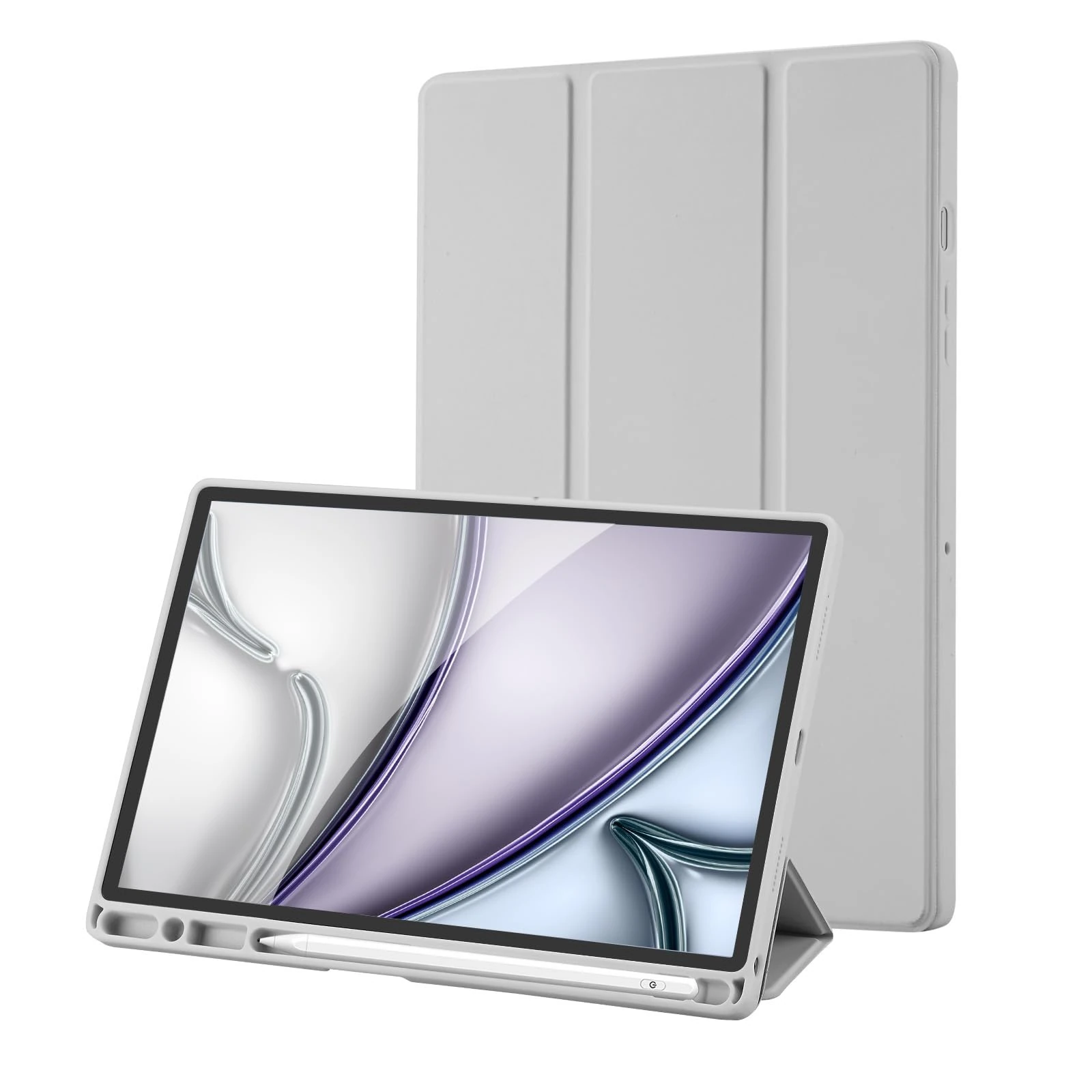 Case Compatible with Samsung Galaxy Tab A8 10.5 Inch 2022/2021 (SM-X200/X205/X207), Premium PU Leather + Soft TPU Back Case with Pencil Holder, Auto Sleep/Wake (Gray)