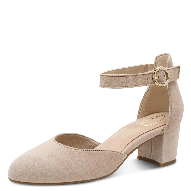 Tamaris Comfort Women’s Leather Pumps with Strap Elegant, Beige, 7,5 UK