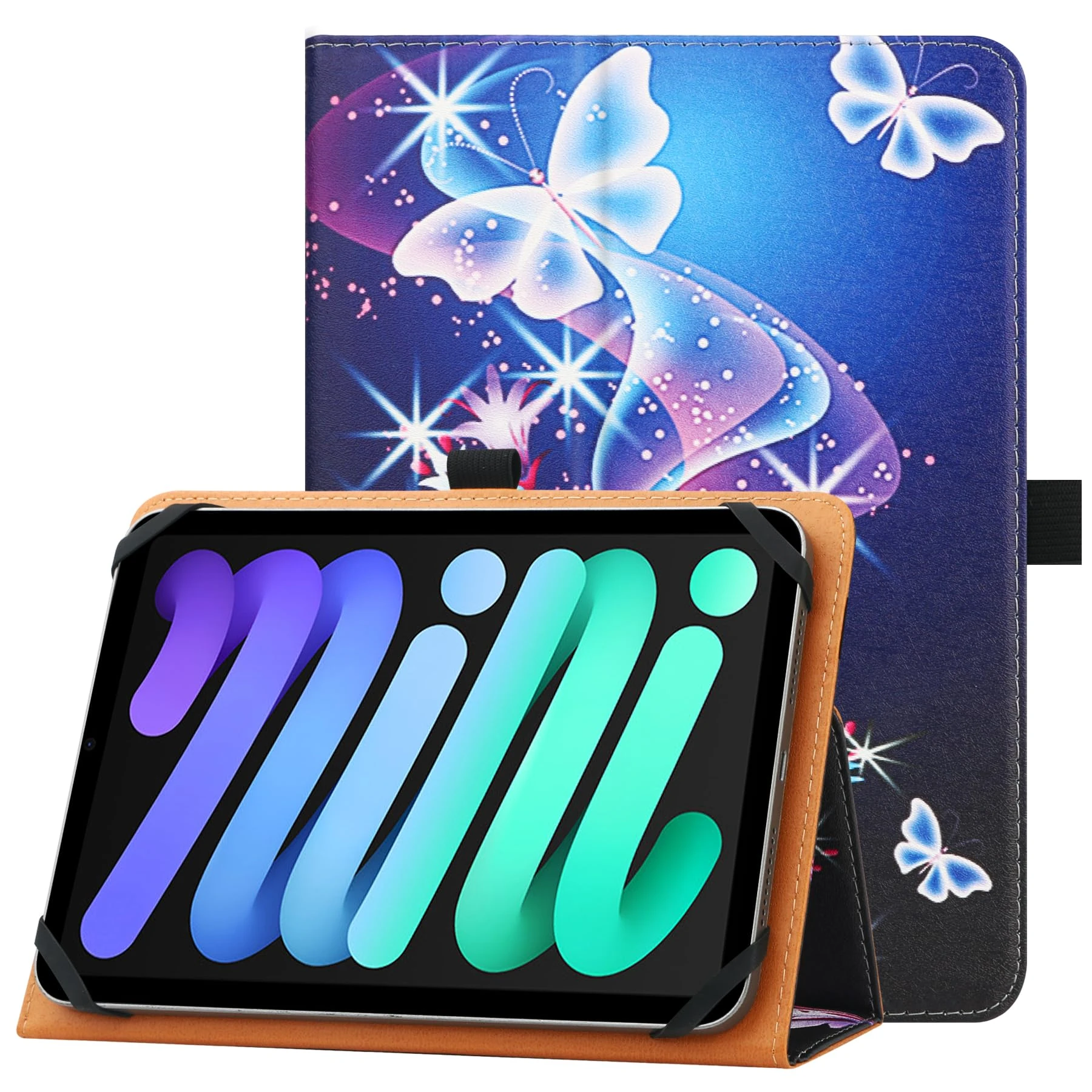 HGWALP Universal Case for 7-8 inch Tablet, Stand Folio Case with Adjustable Silicon Band and Stand