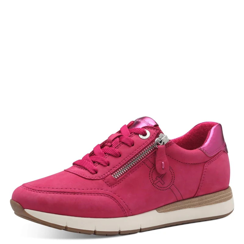 Tamaris Comfort Women’s Flat Sneakers Lace-Up with Zip, Fuxia, 4 UK Fuchsia
