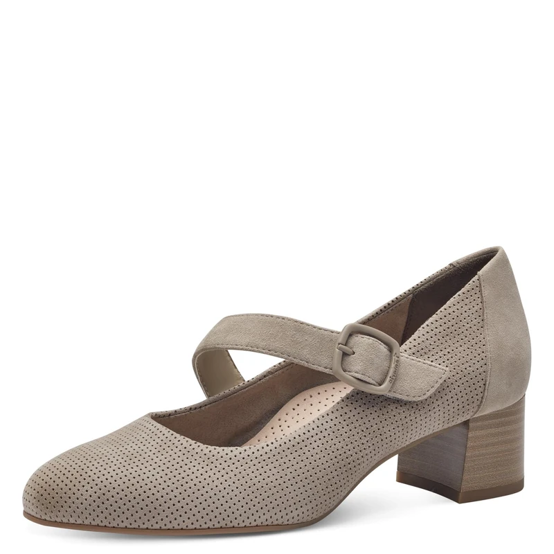 Tamaris Comfort Women’s Pumps with Strap Mary Jane Leather, Hellgrau, 6 UK