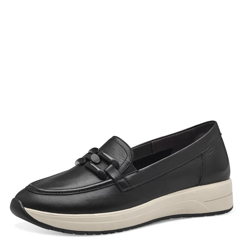 Tamaris Comfort Women’s Leather Slippers Comfortable, Black Nappa, 6 UK