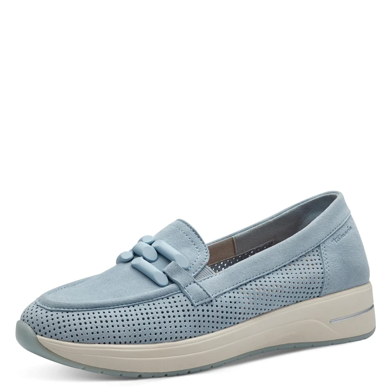 Tamaris Comfort Women’s Leather Slippers Comfortable, Sky, 5 UK Light Blue