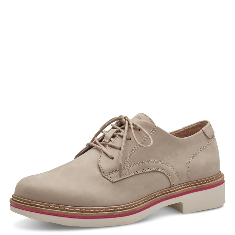 Tamaris Comfort Women’s Oxford Lace-Up Shoes Leather, Taupe, 4 UK