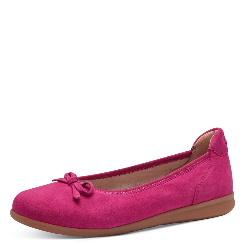 Tamaris Comfort Women’s Leather Ballerinas with Bow, Fuxia, 5 UK Fuchsia - Image 1