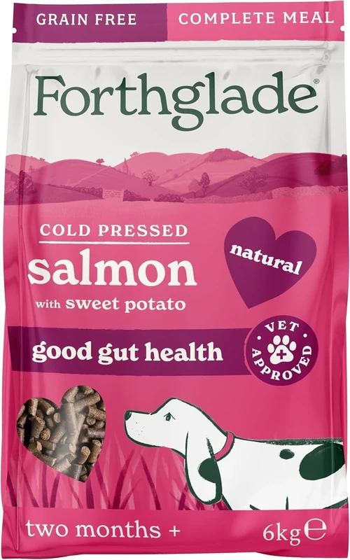 Forthglade Dry Dog Food, Cold Pressed (6kg), Hypoallergenic and Grain Free Dog Food, Salmon & Vegetables, Natural Senior, Adult and Puppy Meal Vet, Approved For Good Gut Health