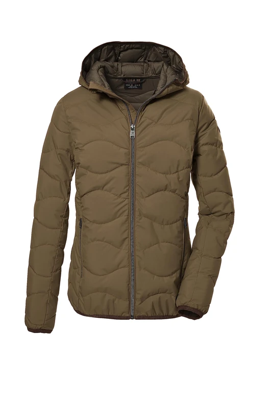 G.I.G.A. DX Women's quilted jacket with hood, functional jacket is water-repellent, GW 21 WMN QLTD JCKT, camel, 36, 39845-000