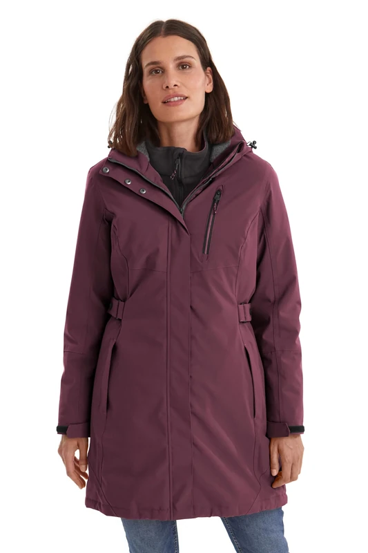 Killtec KOW 165 WMN PRK 37726-000 Women's Functional Parka with Zip-Off Hood, Dark Plum, 46