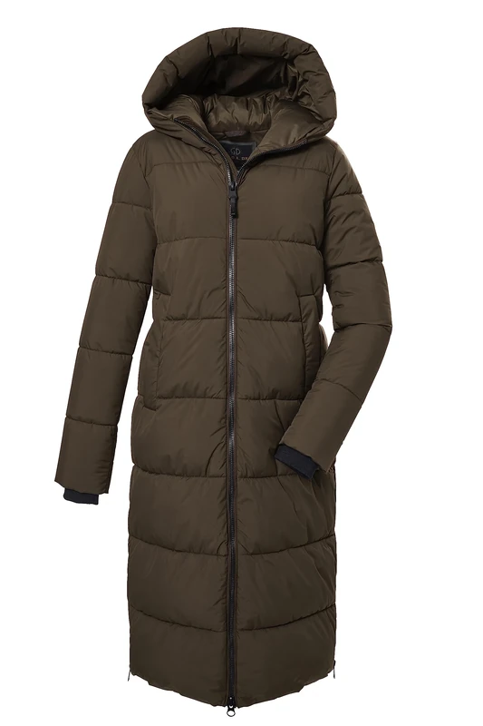 G.I.G.A. DX Women's quilted coat with hood/functional coat is water-repellent GW 50 WMN QLTD CT, dark brown, 38, 39840-000
