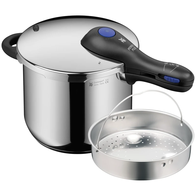 WMF Perfect Plus – Quick Cooker Ø 22 cm Diameter of 6 Litres and a Half with Flame Protection, with Interior, Cromargan Stainless Steel for Induction