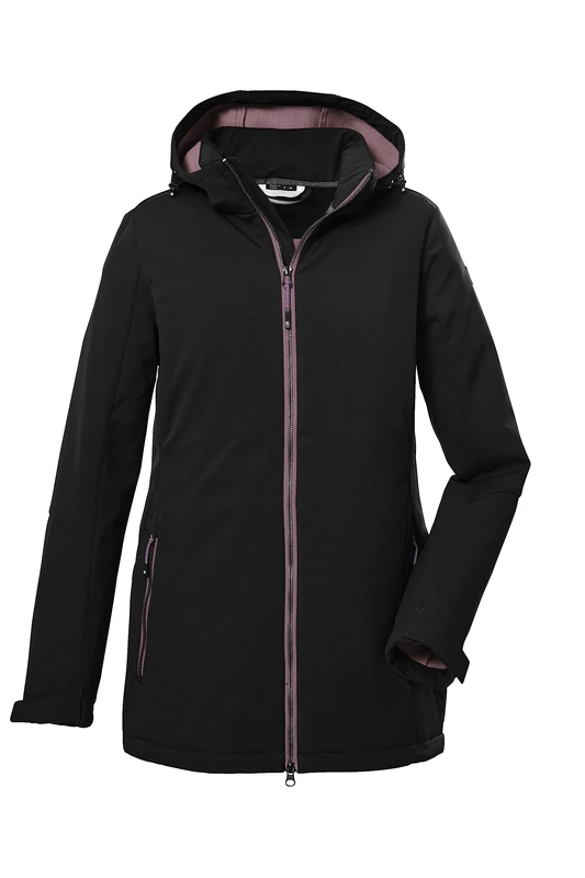Killtec Women's Kow 8 Wmn Sftshll Jckt Softshell Outdoor Jacket with Zip-Off Hood, Black, 46 (EU)
