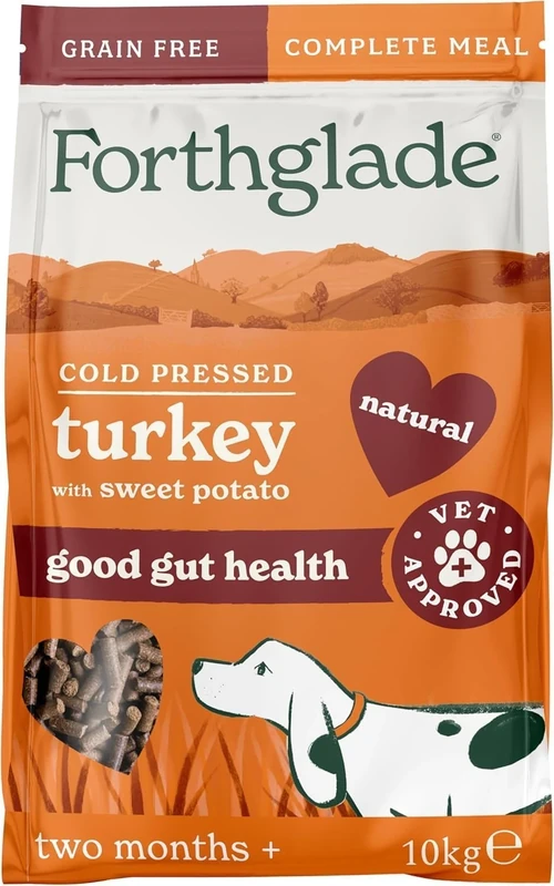Forthglade Dry Dog Food, Cold Pressed (10kg), Hypoallergenic and Grain Free Dog Food, Turkey & Vegetables, Natural Senior, Adult and Puppy Meal, Vet Approved For Good Gut Health