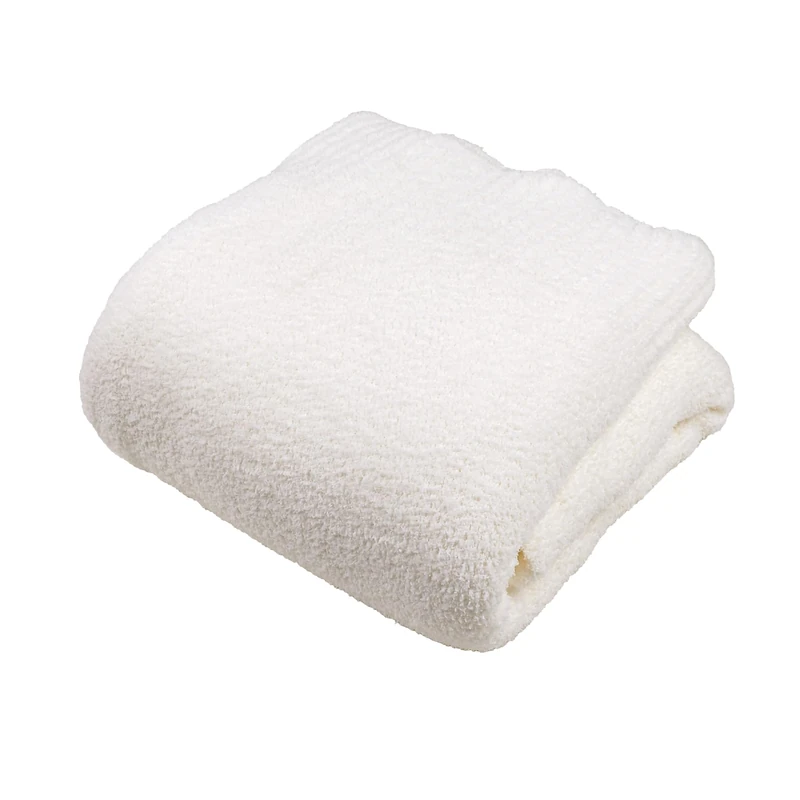 JOOJA Cuddly Knitted Blanket Plush Fluffy Soft Blankets Queen Size Luxury Bed Blanket 90x90 Inch Cream