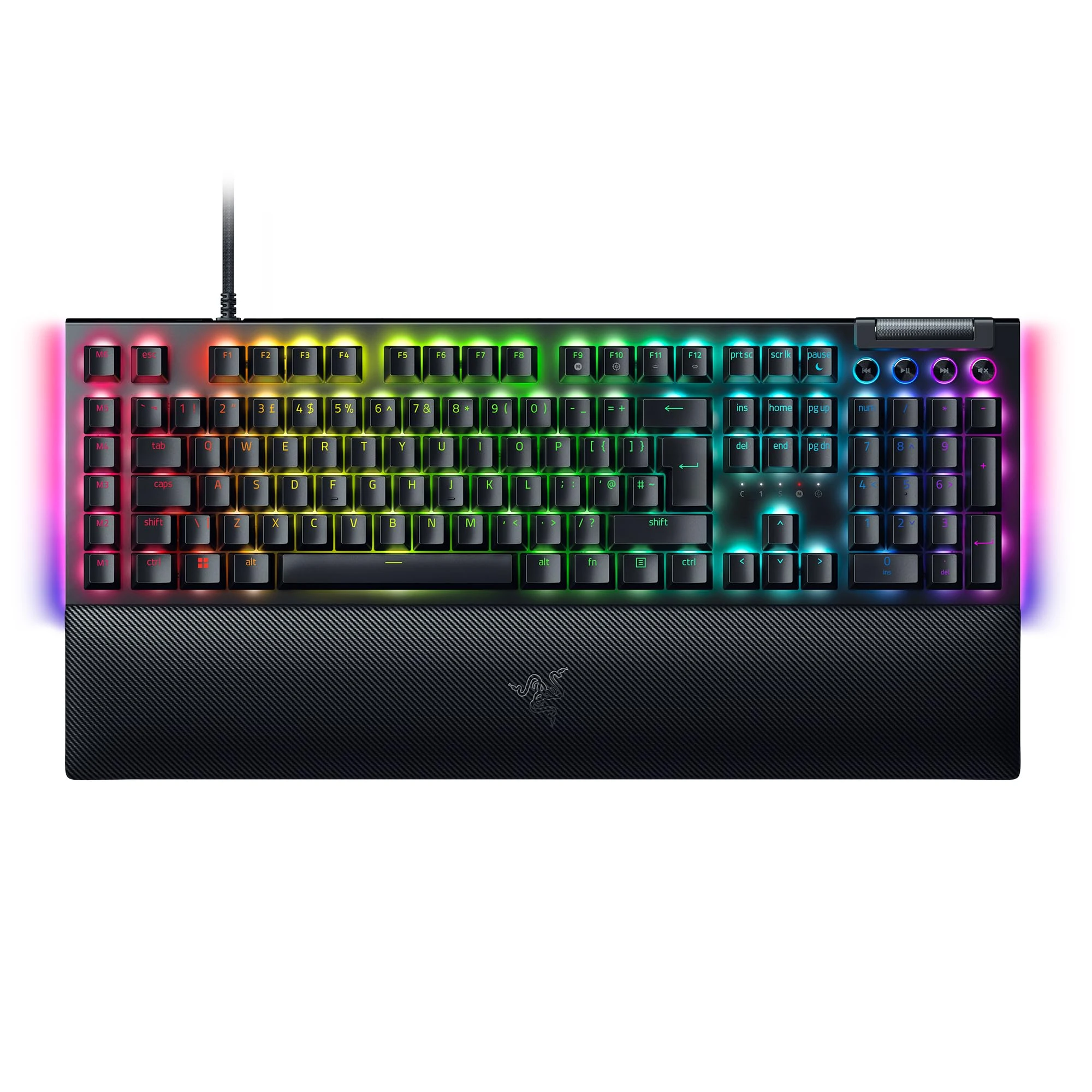 Razer BlackWidow V4 (Green Switch) - Mechanical Gaming Keyboard Chroma RGB (Clicky Mechanical Switches, 6 Dedicated Macro Keys, Doubleshot ABS Keycaps) QWERTY UK Layout | Black