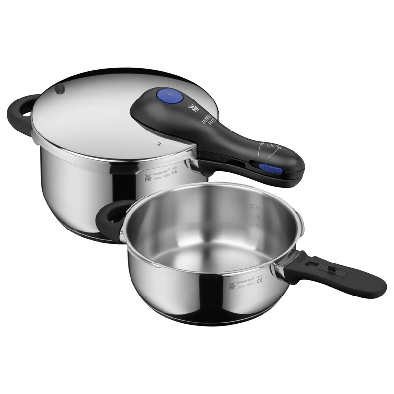 WMF Perfect Plus Set with Pot, Diameter 22 cm, Diameter 4 Litres and Medium and Body 3 Litres, with Flame Protection, Chromargan Stainless Steel for Induction