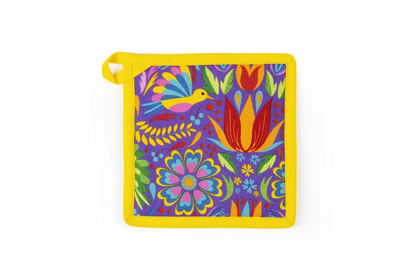 Excelsa Mexican Flower Kitchen Pot Holder, Cm. 20 x 20, Lining 100% Cotton, Filling Polyester