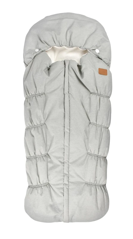 Béaba Baby Pram/Stroller Footmuff, 100% Waterproof, Windproof, Ultra Warm Double Fleece, TOG 6, 3 and 5 Point Harness Passage, Covering Hood, Zip Closure, 6-24 Months, Grey