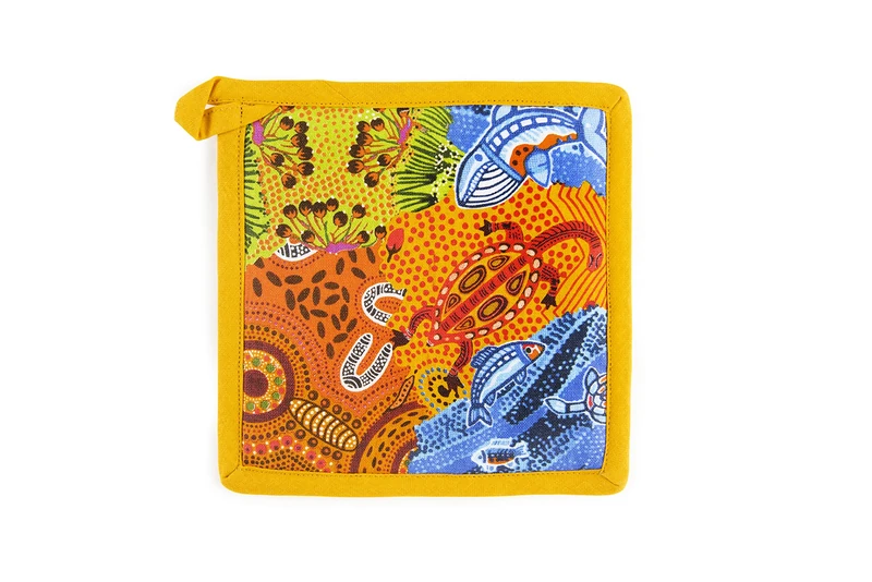 Excelsa Aboriginal Kitchen Pot Holder, Cm. 20 x 20, Lining 100% Cotton, Polyester Padding