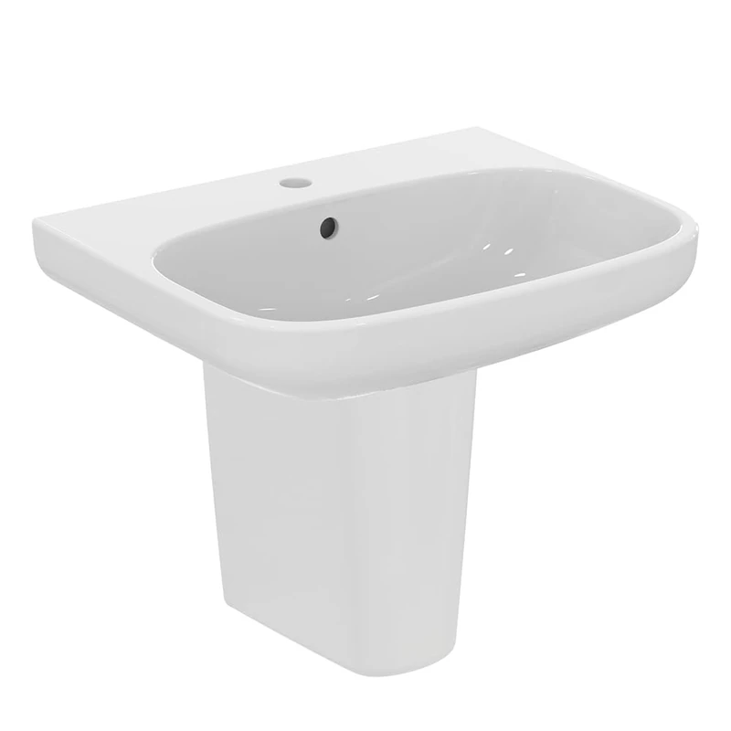 Ideal Standard i.Life A 60cm Semi Pedestal Bathroom Sink/Basin, 1 Tap Hole, T470501, White