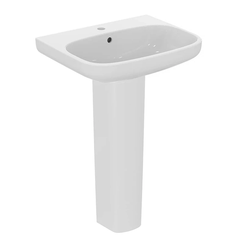Ideal Standard i.Life A 60cm Full Pedestal Bathroom Sink/Basin, 1 Tap Hole, T470501, White