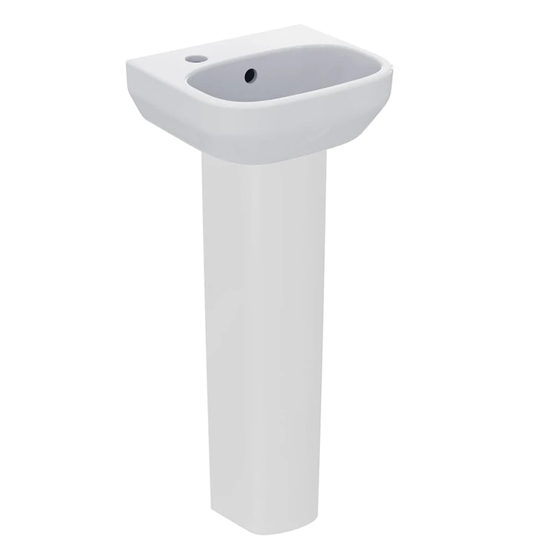 Ideal Standard i.Life A 35cm Full Pedestal Cloakroom Sink/Basin, 1 Tap Hole, Left Hand, T470901, White