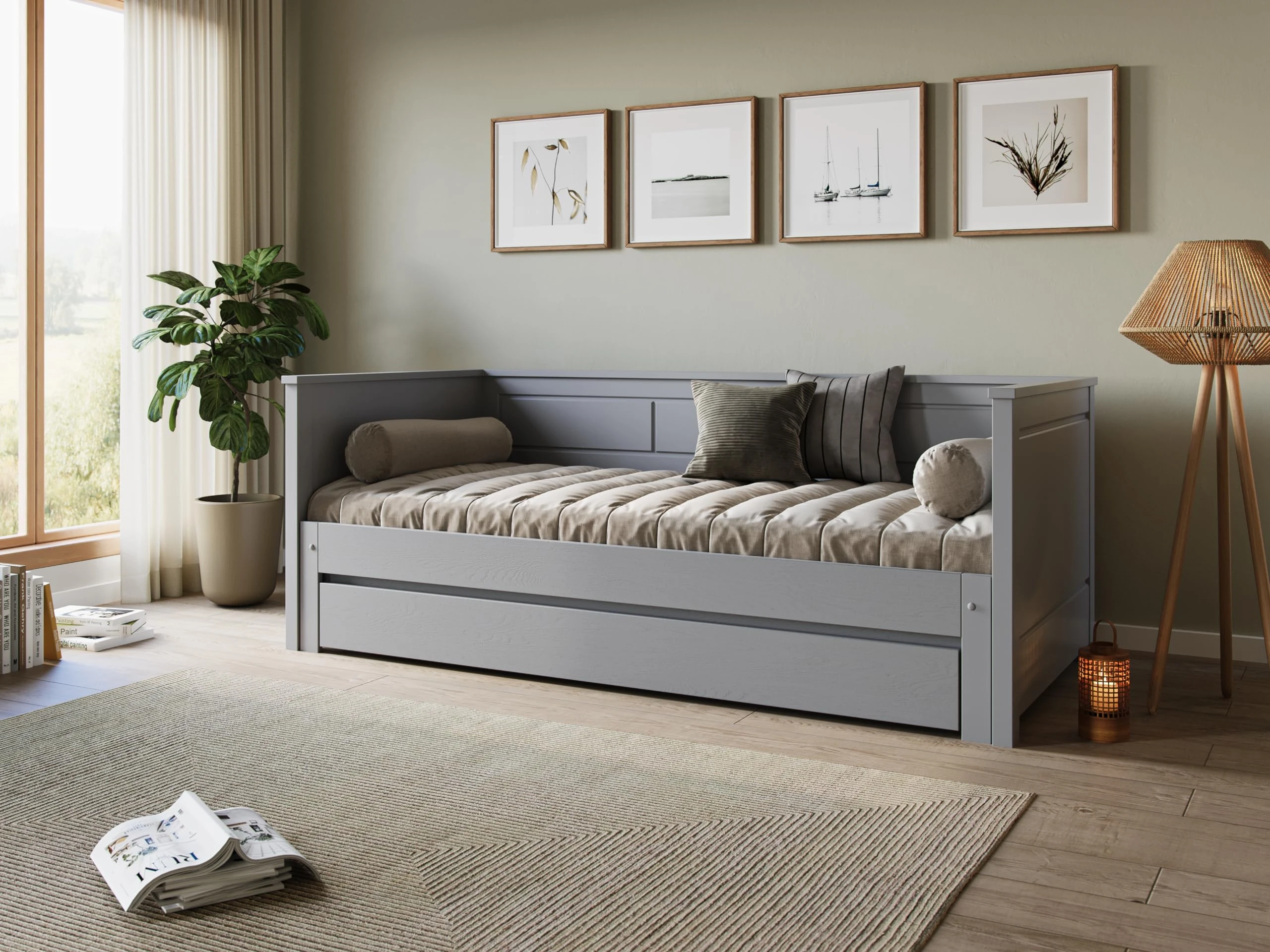 Flair Furnishings Noomi Erika Solid Wood Guest Bed - Grey