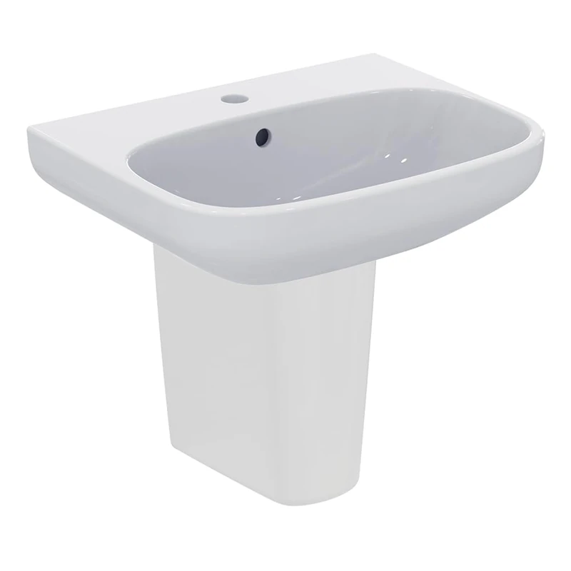 Ideal Standard i.Life A 55cm Semi Pedestal Bathroom Sink/Basin, 1 Tap Hole, T470601, White
