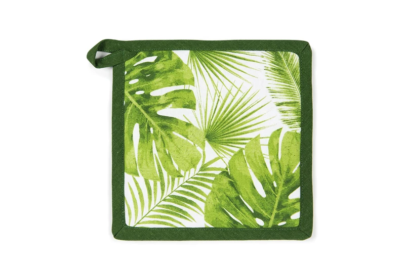 Excelsa Foliage Kitchen Pot Holder, 20 x 20 cm, 100% Cotton Lining, Polyester Filling