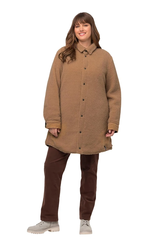 Ulla Popken Women's Landaus Reversible Quilted Teddy Jackets, black, 50-52