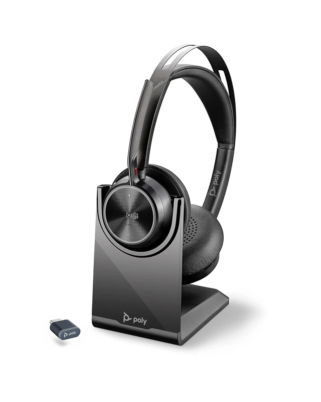 Poly Voyager Focus 2 UC Wireless Headset w/Microphone & Charge Stand - Active Noise Canceling (ANC) - Connect PC/Mac/Mobile via Bluetooth -Works w/Teams (Certified),Zoom