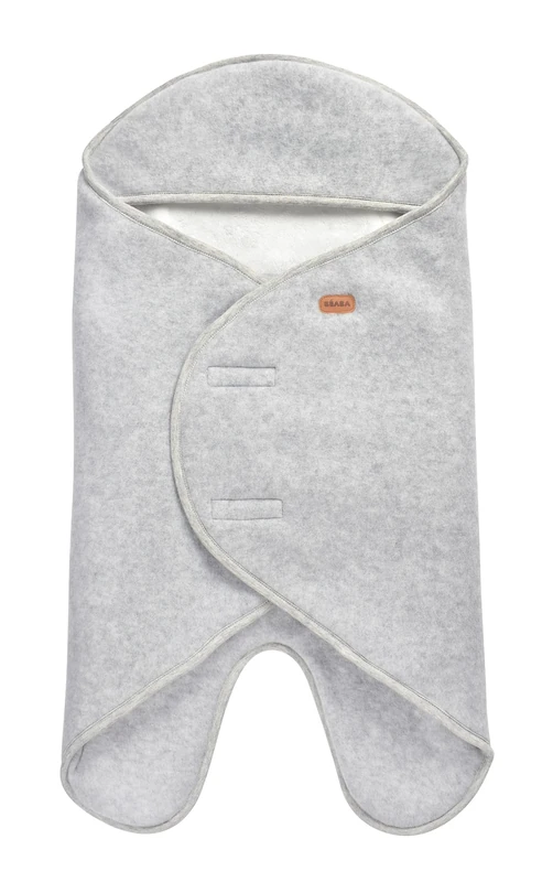 Béaba Babynomade Double Polar Fleece, Baby Winter Blanket, Car Seat/Pram/Sat Compatible, Soft, Warm, Water Repellent, Breathable, Harness Passage, Mottled Grey/White,0-6 Months