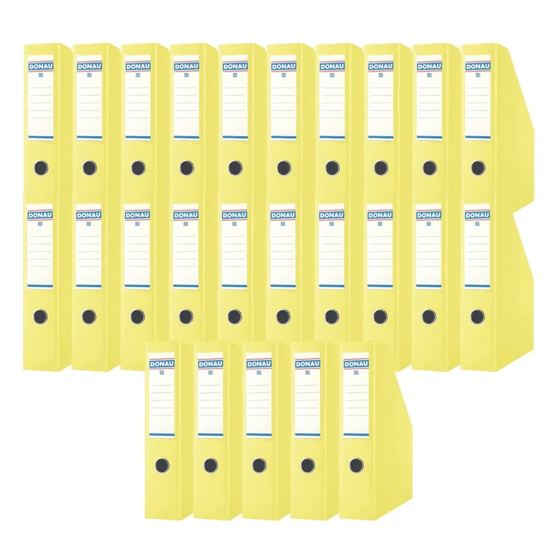 Donau 3949001PL-11 Magazine File Stand Folder Archive Box Cardboard/Pack of 25/25 Pieces/Box - Yellow/up to 750 Sheets for Office, School and Home for Storage of A4 Documents
