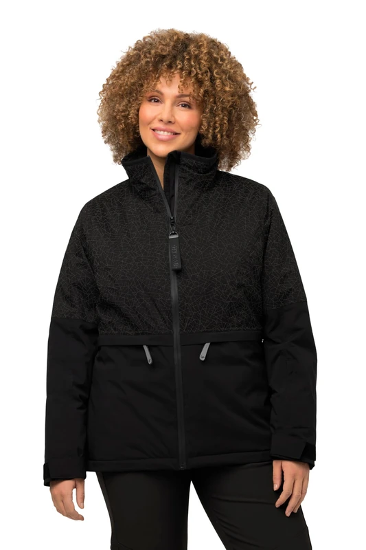 Ulla Popken Women's Functional, performance jacket reflection, waterproof, black, 42-44 Große Größen