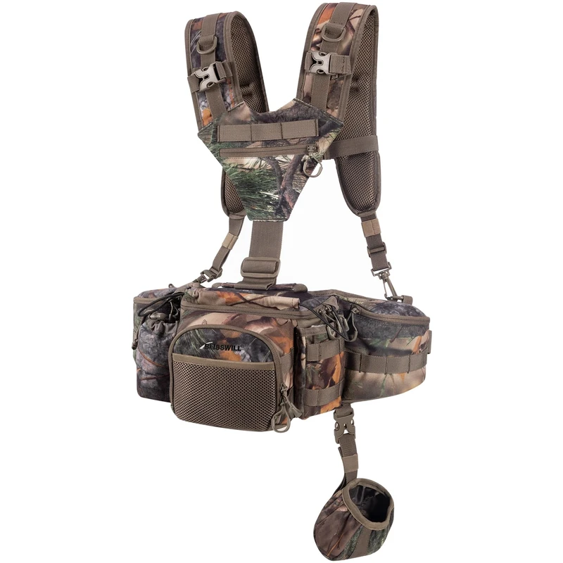 BLISSWILL Hunting Fanny Waist Pack with Binocular Harness with Rain Cover Hunting Backpack for Bow Rifle, New Leaf Camo, Classic