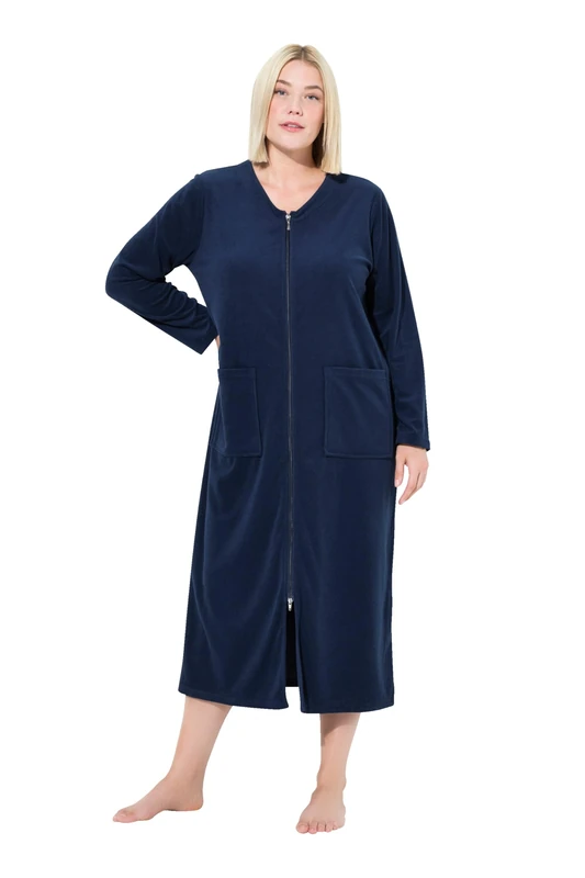 Ulla Popken Women's Bathrobe, midnight blue, 66-68