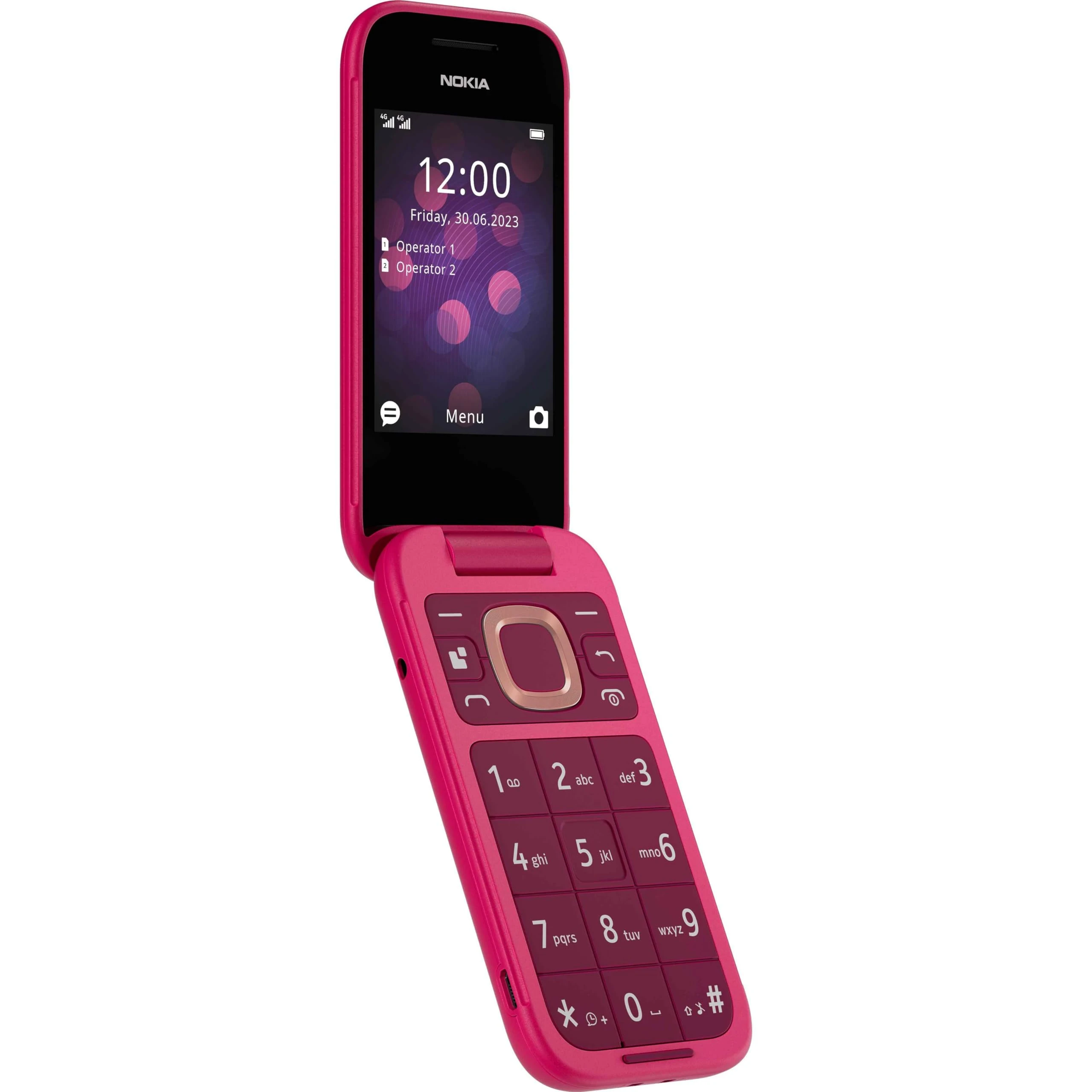 Nokia 2660 Flip Feature Phone with 2.8" display, 4G Connectivity, built-in camera, MP3 player, Classic games, a battery that lasts for days, Perfect for digital detox, Dual SIM - Pop Pink
