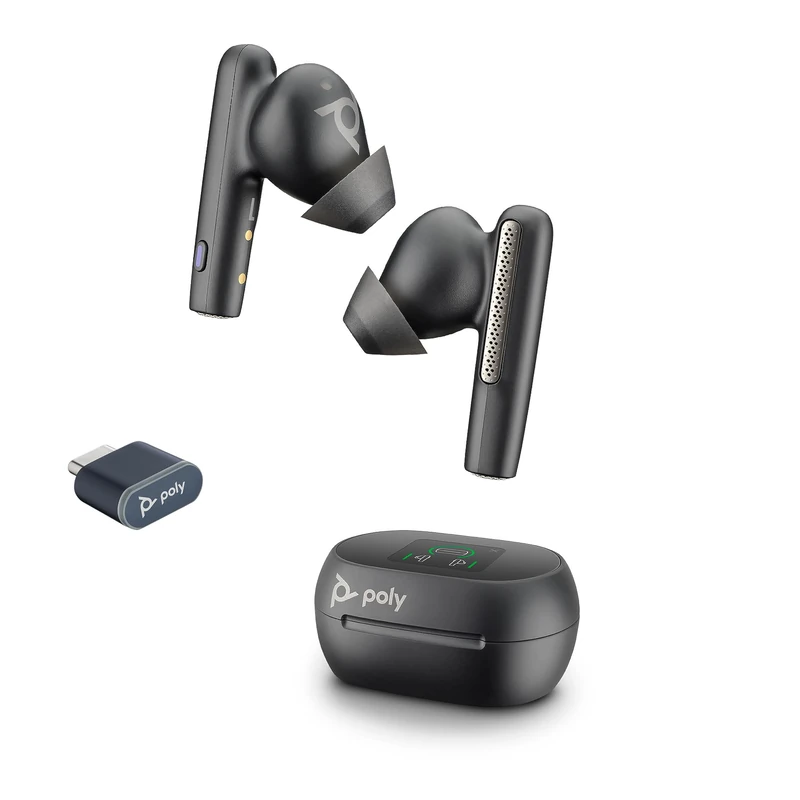 Poly Voyager Free 60+ UC True Wireless Earbuds – Noise-Canceling Mics for Clear Calls – ANC – Touchscreen Charge Case –Works w/iPhone, Android, PC/Mac – Teams Certified – Black