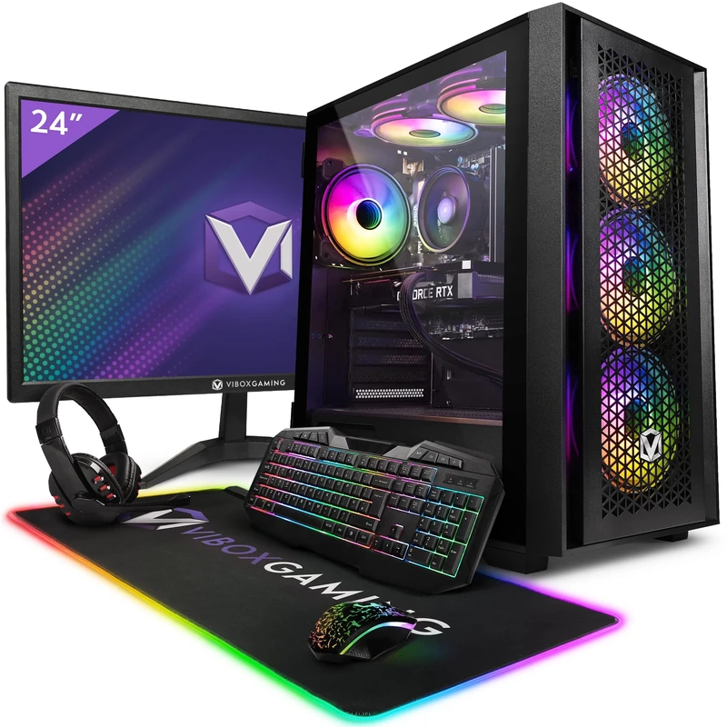 Vibox V-128 Gaming PC Bundle • AMD Ryzen 5 5500 4.2GHz • Nvidia RTX 4060 Ti 8GB • 16GB RAM • 480GB SSD • Windows 11 • 23" Monitor • WiFi